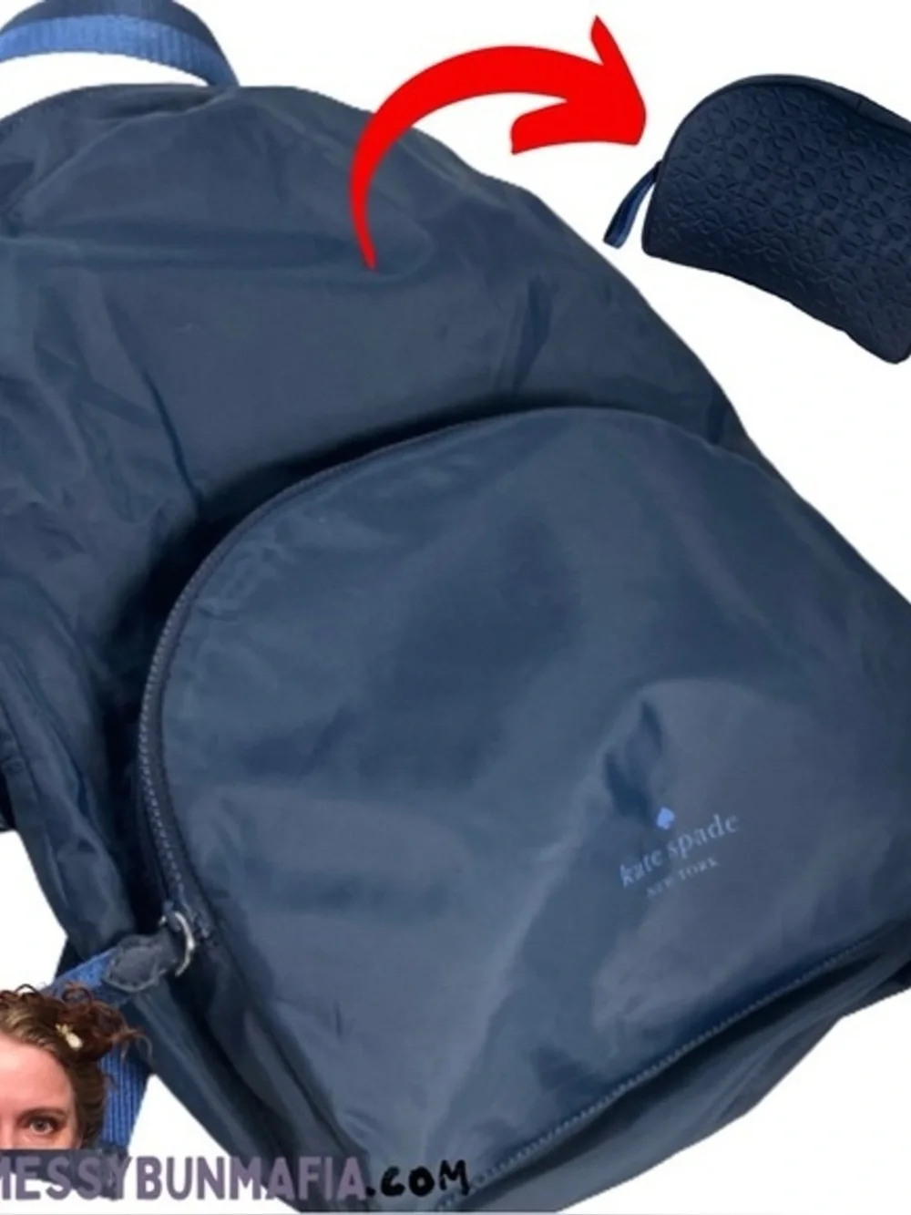 Kate Spade Arya Nylon Packable Backpack Navy Blue